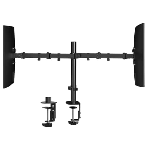 Pholiten Dual Monitor Stand,Heavy Duty Adjustable Monitor Desk Mount for 2 Screens up to 38Inches,Dual Monitor Arm with Height Adjustable Tilt Swive Rotate,Holds up to 22 lbs