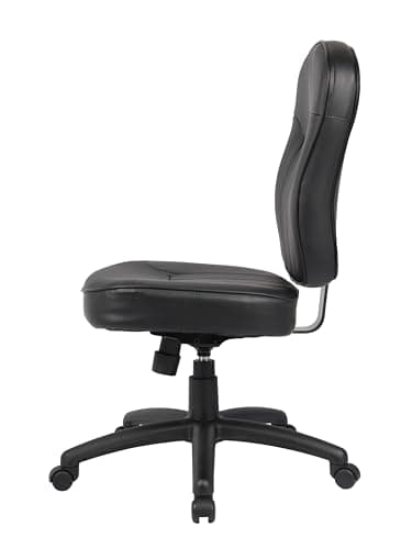 Boss Office Products Leather Adjustable Task Chair Without Arms, Black, B563 7