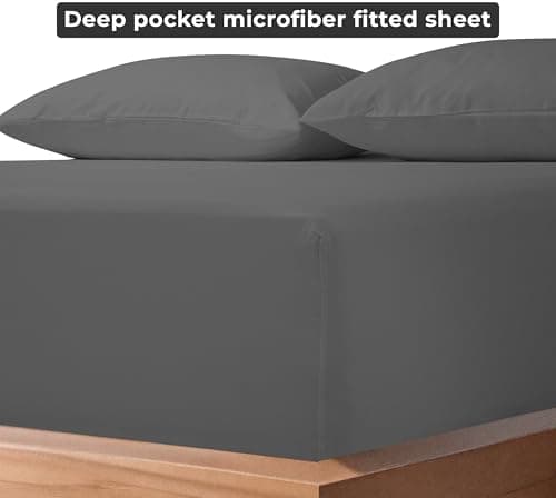 Royale Linens 6 Pack California King Fitted Sheet Set - Bottom Sheet - Soft & Breathable - Brushed 1800 Microfiber - Wrinkle Resistant - Hotel Quality Deep Pocket Stretches Up to 16" (Cal King,Grey) 6