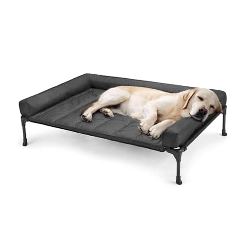 Veehoo Cooling Elevated Dog Bed Add Removable Waterproof Bolster Cushion Mat, Raised Pet Cot with Breathable Teslin Mesh, No-Slip Feet, Dog Couch Bed for Indoor Outdoor, 42x30inches, Black, CWC2331B 7