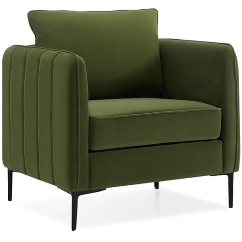 DecoraFlex Olive Green Accent Chairs for Living Room, Modern Upholstered Accent Chair Comfy Velvet Armchair with Thick Cushion, Single Sofa/Side Chair for Bedroom Office Reading Chair