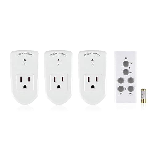 BN-LINK Wireless Remote Control Outlet Electrical Switch for Lights, Fans, Christmas Lights, Small Appliance, 100ft Long Range White (Learning Code, 3Rx-2Tx) 1200W/10A, ETL & FCC Certified
