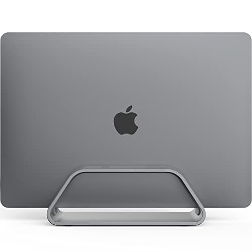 HumanCentric Vertical Laptop Stand Compatible with MacBook Pro and MacBook Air, Holder for Personal Computer Desk Stand, Aluminium, Exchangeable Inserts to Fit Different Device Models, Space Grey