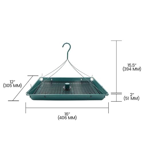 Zenport Z203009 2-in-1 Platform Bird Feeder, Post Mount, Sturdy Metal Weatherproof Construction, Green 7