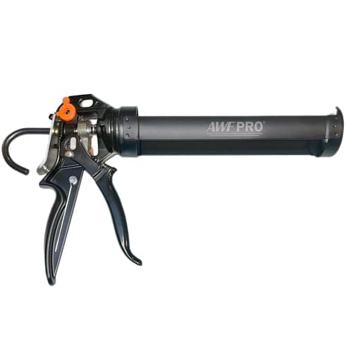 AWF PRO 10 oz Dual Thrust Caulk Gun, 25:1 or 12:1 Thrust Ratio, No Drip, Rotating Barrel, Comfort Grip, with Built-In Puncture Tool