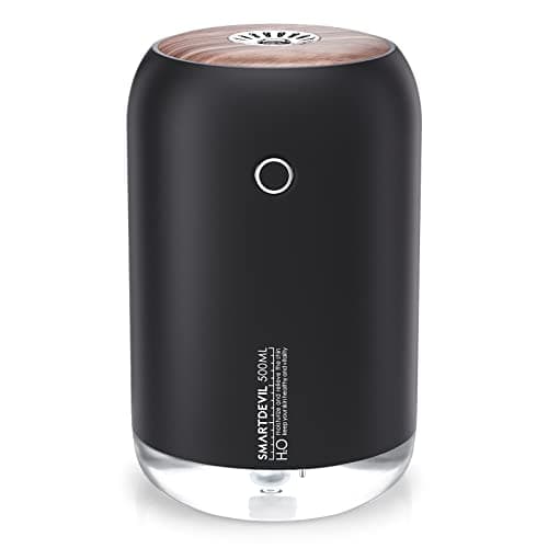 SmartDevil Portable Mini Humidifier, 500ml Desk Plant Humidifier, USB Personal for Bedroom, Office with Night Light, 2 Mist Modes, Black