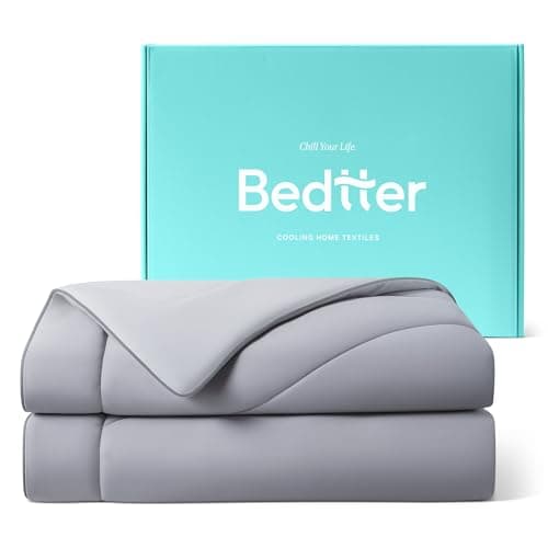Bedtter® Luxe Cooling Comforter Full/Queen, Cooling Blanket for Hot Sleepers, Q-Max>0.46 Sorona and Tencel Filling, Double-Sided Cold Breathable Lightweight Blanket, 90"x90", Gray