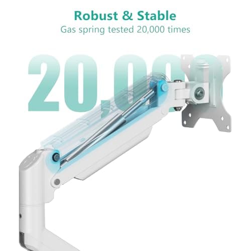 WALI Single Monitor Arm Mount Stand, Adjustable Gas Spring Arm Monitor Mount for Display up to 32 Inch,19.8lbs Capacity (GSMP001W), White 5