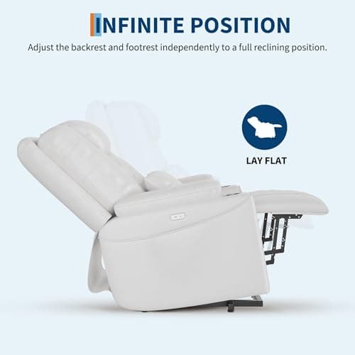 Power Lift Recliner Chair Sofa, Electric Recliner Chair for Seniors, Stand Assist, USB Charging Ports, Cup Holders, Side Storage Pockets, Remote Control, Home Theater Seating for Living Room, White 6