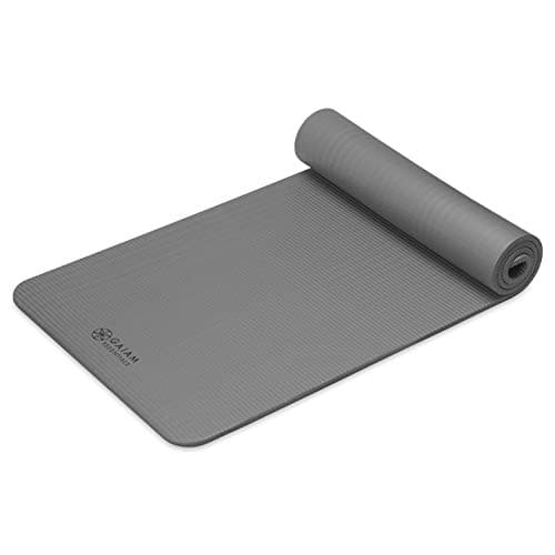 Gaiam Essentials Thick Yoga Mat Fitness & Exercise Mat with Easy-Cinch Carrier Strap, Grey, 72"L X 24"W X 2/5 Inch Thick, 10mm 8
