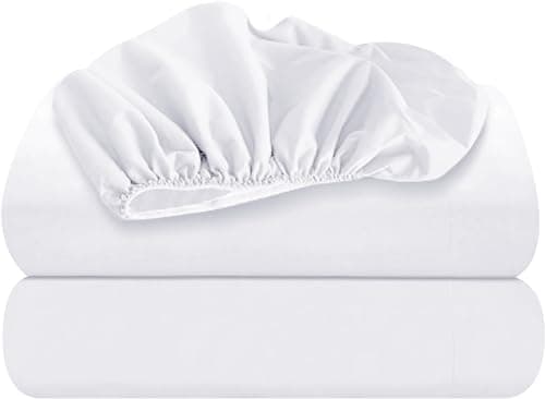 Oakias Full Fitted Sheets White – Pack of 2 Bottom Sheets – Soft Brushed Microfiber Elastic Sheets for Bed – Shrinkage & Fade Resistant Sheets – Machine Washable