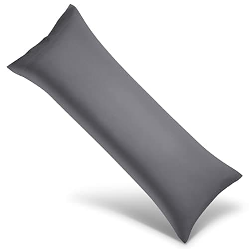 WishSmile Body Cooling Pillowcase Long Pillow Case Breathable Cool Silky Soft Rayon Derived from Bamboo Fabric, Hair and Skin Friendly, Dark Grey, 1 Pack, 20x54IN