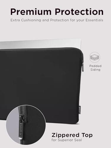 Lenovo Basic Laptop Sleeve 13 Inch Notebook/Tablet Compatible with MacBook Air/Pro Neoprene Material - Soft Fleece Lining - Zippered Top Opening - Black 3