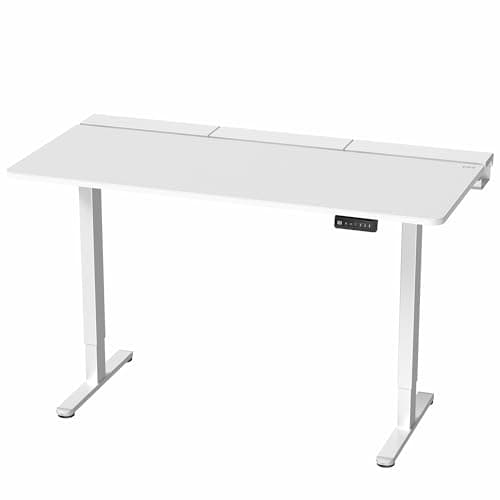 VIVO Electric 60 x 30 inch Standing Desk with Concealed Trays and Full-Size Mouse Pad, Dual Motor Memory Controller Height Adjustment, White Top White Frame, DESK-KIT-E2W-P3W 9
