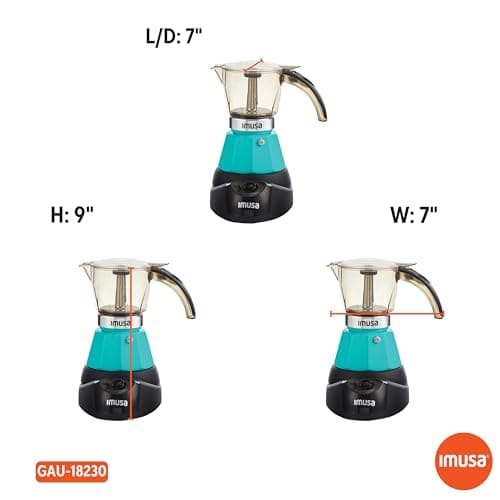 IMUSA 3 or 2cup Electric Espresso Maker, Teal 9