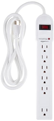 Amazon Basics Surge Protector Power Strip, 6-Outlet, 790 Joules, Circuit Breaker, LED Indicator, 6ft Extension Cord, White