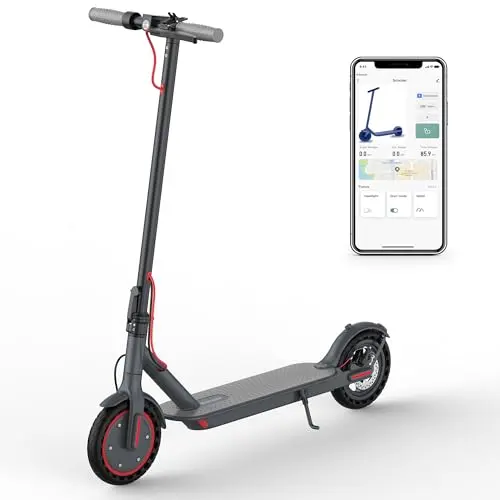 Electric Scooter for Adults - 8.5" Solid Tires/350W Motor, 19 MPH Digital Display, Up to 21 Miles Long-Range Commuting Foldable E-Scooter with Dual Braking System and App Control
