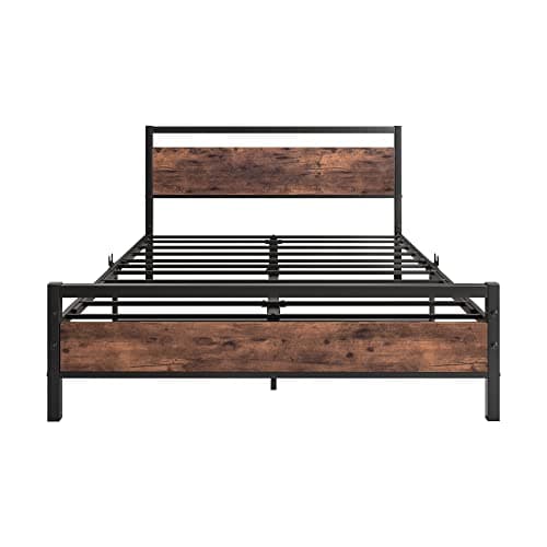 BOFENG Full Size Bed Frame with Wood Headboard,Heavy Duty Platform Bed Frame Full with Storage No Box Spring Needed,Reinforced Steel Slats Support,Mattress Foundation,Rustic Brown 6