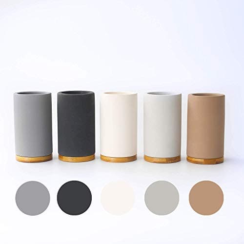 Matani Bamboo Toothbrush Holder Diatomite Tooth Brush Organizer - Storage Stand for Small Bathroom & Counter - Removable Base & Drain Holes, Water-Absorbent & Quick-Drying (Light Grey) 7