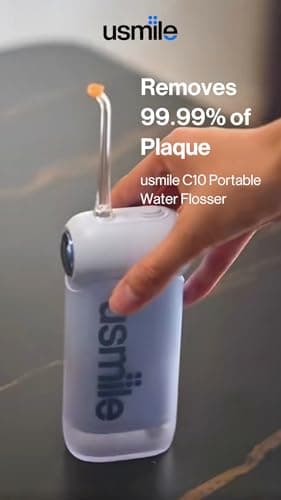 usmile C10 Portable Water Flosser – Travel-Friendly, 95-Day Battery, 4 Modes, 360° Nozzle, 180ml Tank, IPX7 Waterproof, Dentist-Recommended for Braces, Implants & Sensitive Gums (Blue) 9