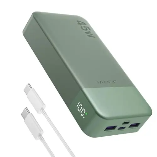 JUOVI J2621 Power Bank Portable Charger 20000mAh 45W, PD3.0 QC 4.0 Fast Charging Battery Pack with LED Display,2 USB-C,2 USB-A for iPhone 15 16, MacBook
