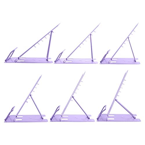 Honagu Metal Desk Book Holder, Hands Free Adjustable Cookbook & Document Holder, Portable Bookstand for Music Books, Textbooks, Recipes, Tablets & iPads (Purple) 5