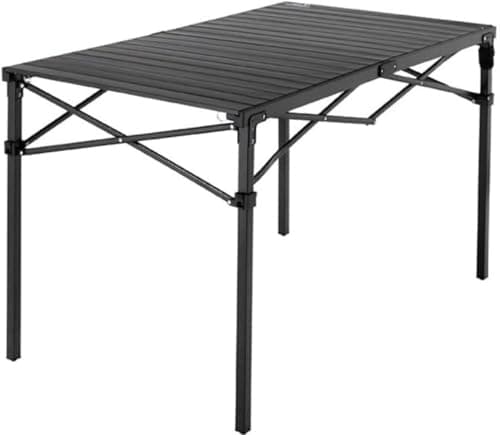 MOUNTAIN SUMMIT GEAR Heavy-Duty Roll-Top Table for Camping - Portable Aluminum-Top Folding Table with Steel Frame by Caddis Sports (Medium)