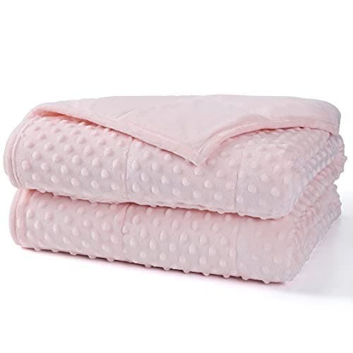 Alomidds Weighted Blanket, Luxury Velvet Weighted Blankets for Adults,Warm and Breathable Soft and Comfort Minky, Heavy Blanket with Premium Glass Beads (48"x72",20lbs Twin Size - Pink)
