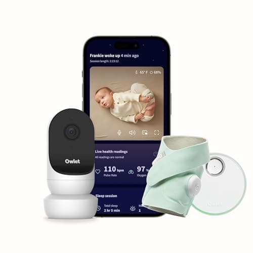 Owlet Dream Duo (Gen 2) Smart Baby Monitor Bundle – HD Video Camera + Wearable Sock Tracks Baby’s Oxygen, Heart Rate & Sleep