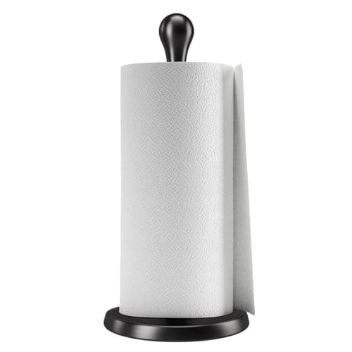 Umbra Tug One-Handed-Tear Modern Paper Towel Holder, Black