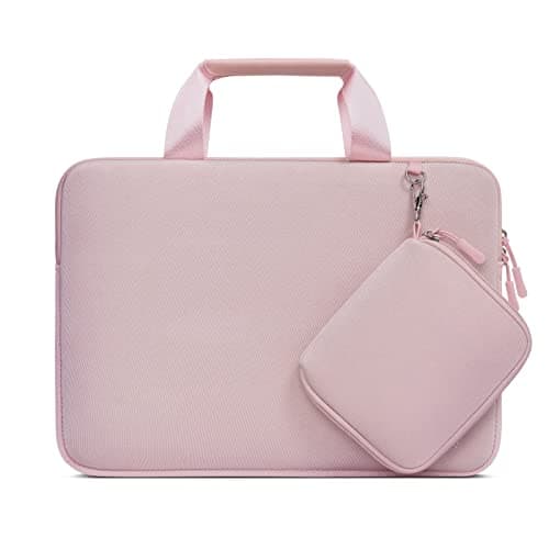 MOSISO Laptop Case 13.3 inch, 13-13.3 inch Laptop Sleeve Bag Compatible with MacBook Air/Pro 13 / Pro 14, HP Dell ASUS, Neoprene Carrying Computer Bag with Handle&Detachable Small Case, Pink