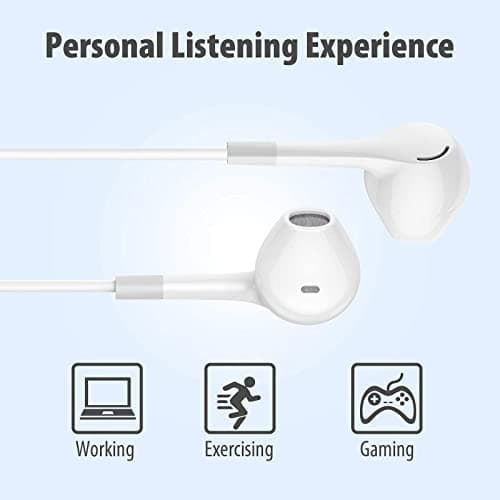 Earbuds Headphones 5 in One Pack, Wired Earbud with Heavy Bass Stereo Noise Blocking, Microphone, Compatible with iPhone, Android Phones, Laptops, Computers, iPad or Any Device with 3.5mm Interface 5
