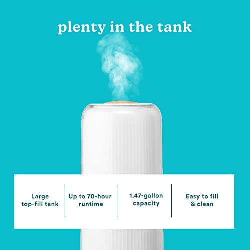 Homedics Ultrasonic Humidifier - Large Deluxe Air Humidifiers for Bedroom, Plants, Office - Top-Fill 1.47-Gallon Tank, Cool Mist, Essential Oil Pads and Built-In Timer, 3 Speed Settings, White 5