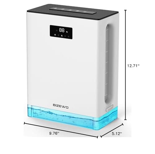 BIZEWO Dehumidifier for Home, (980 sq.ft) Queit Dehumidifiers for Bathroom, Basement, RV with 101 oz Water Tank, 2 Modes, Auto Defrost, Auto Shut Off, Timers, 7 Colors Ambient Light 9