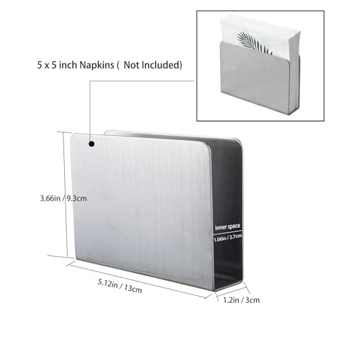 IMEEA Cocktail Napkin Holder Beverage Napkin Dispenser Stainless Steel Table Napkin Storage for Bar, Kitchen, Restaurant, Countertop (Silver) 4