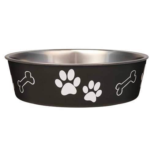 Loving Pets Bella Dog Bowls- Stainless Steel Dog & Cat Bowls - Spill Proof Dog Food Bowl, Cat Bowl, Puppy Essentials & Pet Supplies Great for Home & Travel (Medium 20-35 lbs, Espresso)