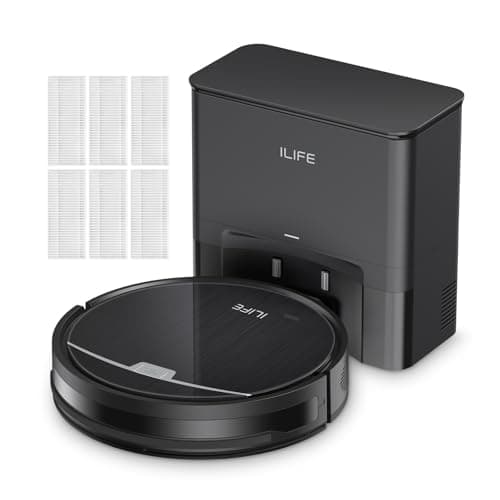 ILIFE V9 Pro Robot Vacuum and Mop Combo, Self Emptying Robot Vacuum Cleaner + V9 Pro Replacement Filters, 6 Pack Included