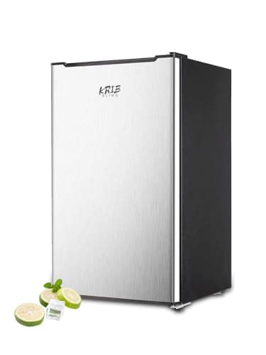 KRIB BLING 3.2 Cu.ft Upright Freezer Compact Mini Freezer with Removable Shelves for Bedroom, Office, Kitchen, Dorm,Silver