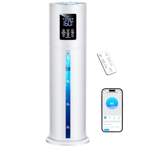 2.1Gal/8L Smart Humidifier Large Room, Top Fill Humidifiers for Bedroom with Diffuser, 7 Color Lights,16H Timer, Auto Mode, APP Remote Control, 4 Levels Cool Mist Air Humidifier for Plants Home Office
