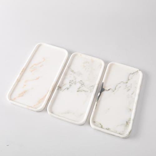 YKAJO Marble Tray, 12"x6", Bathroom Countertop Organizer Rectangular Serving Platter Decorative Elegant Natural for Perfume, Candles, Jewelry 5