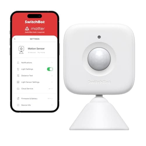 SwitchBot Smart Motion Door Sensor - Wireless Home Security System, PIR Motion Detector Alert, Add SwitchBot Hub to Make it Compatible with Alexa