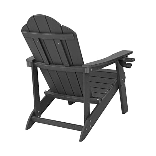 LUE BONA HDPE Adirondack Chairs Set of 4 - Weather Resistant Seating with Cup Holder for Patio, Fire Pit, Deck & Resort Garden, Black 8