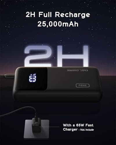 INIU Power Bank, 25000mAh 100W USB C Laptop Portable Charger, PD QC Fast Charging 3-Output Battery Pack, Travel Charger for Laptop MacBook iPad Tablet Steam Deck iPhone 17 16 15 14 Pro Samsung S25 etc 7