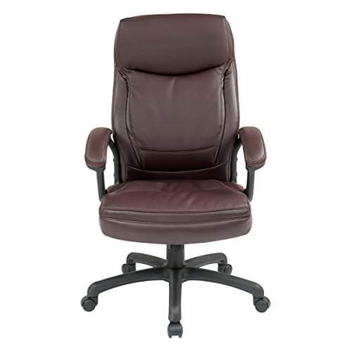 Office Star EC Series Executive Bonded Leather High Back Adjustable Office Chair with Thick Padded Contour Seat and Locking Tilt Control, Burgundy 7