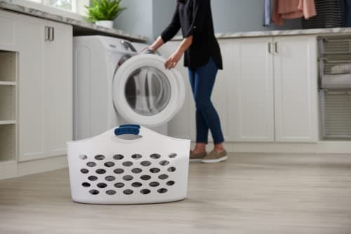 Rubbermaid 1.5 Bushel Capacity Durable Versatile Flex N Carry Portable Flexible Laundry Basket With Convenient Carrying Handles, White, Organization and Storage for Laundry/Garage/Home 8