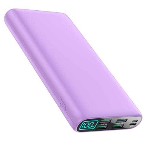 Portable Charger 38800mAh,LCD Display Power Bank,5 USB Outputs Battery Pack Backup, USB-C 3A in&out Travel Essential Portable Phone Charger For iPhone 17/16/15/14/13 Pro,Android Samsung Galaxy-Purple