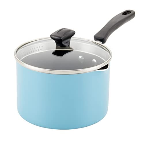 Farberware Cookstart DiamondMax Nonstick Saucepan with Straining Lid, Dishwasher Safe, 3 Quart, Aqua