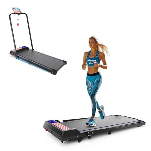 Treadmill Walking Pad with Handle, Folding 2.5HP Walking Pad with Incline, Portable Under Desk Treadmill for Home Office Use, Large Screen, Remote Control, App