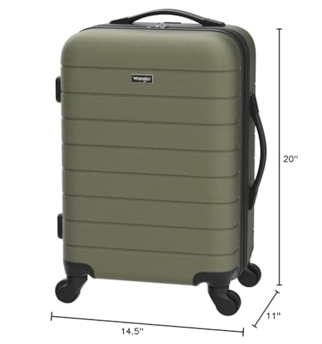 Wrangler Smart Spinner Hardside Luggage, 22-Inch Carry-On, Olive Green 9
