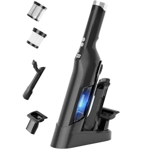 Cordless Handheld Vacuum, 24Kpa Strong Suction Car Vacuum with Brushless Motor, Charging Dock, 2in1 Flat Nozzle, Sofa Brush, 1.5lb Portable HandHeld Vacuum with 2-Speed for Home, Car, Pet, Office